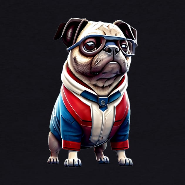 Cute Pug in Time Travel Suit - Adorable Pug in Quantum Real-Time Travel Costume by fur-niche